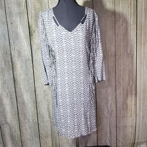 NAF NAF Paris Grey & White Fringe Dress size 10